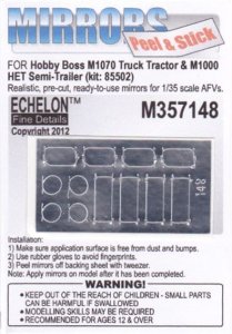 画像1: Echelon[M357148]M1070 Truck Tractor & M1000 HET Semi-Trailer Mirrors (Hobby Boss) (Adhesive) (1)