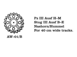 画像1: Friul Model[AW-01/B]1/35 WWII ドイツ III号戦車H-M型/ナースホルン/フンメル/III号突撃砲B-E型用起動輪(40cm幅履帯用) (1)