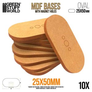 画像1: グリーンスタッフワールド[GSWD-12053]MDFベース 楕円型セット(25mm×50mm) マグネット穴付 10枚入 (1)