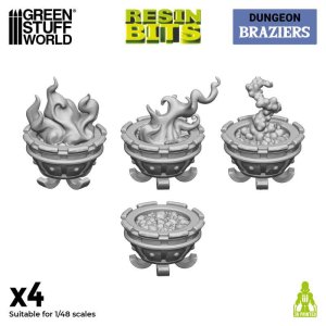 画像1: グリーンスタッフワールド[GSWD-12966]3D printed set - Braziers (1)