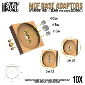 画像1: グリーンスタッフワールド[GSWD-13139]MDF Base adapter - Round 28.5mm to Square 30x30mm (1)