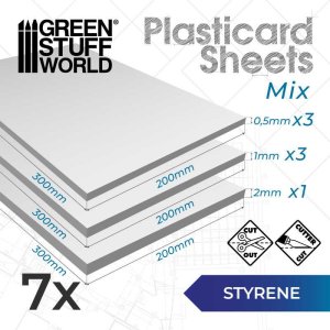 画像1: グリーンスタッフワールド[GSWD-13228]Styrene sheets - Variety pack x7 (1)