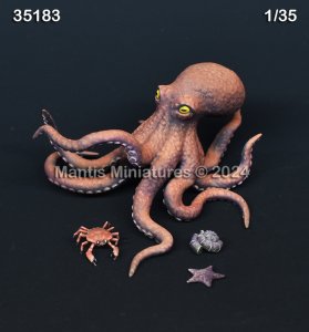 画像1: マンティス・ミニチュアズ[Man35183]1/35 動物セット55 海中の生物 タコ/カニ/ヒトデ/巻き貝 (1)