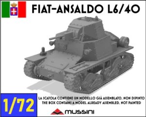 画像1: Mussini（ムッシーニ）[MM072-024]1/72 WWII イタリア フィアット・アンサルド L6/40軽戦車 (1)