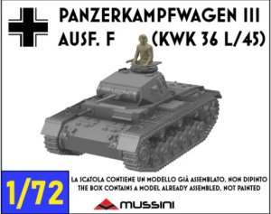 画像1: Mussini（ムッシーニ）[MM072-039]1/72 WWII ドイツ III号戦車F型 3.7cm KwK36 L/45砲搭載型 (1)