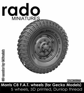 画像1: Rado Miniatures[RDM35S20]1/35 WWII イギリス モーリスC8野戦砲トラクター用自重変形タイヤセット ダンロップタイヤ(3Dプリント製 ゲッコーモデル用 5個入) (1)