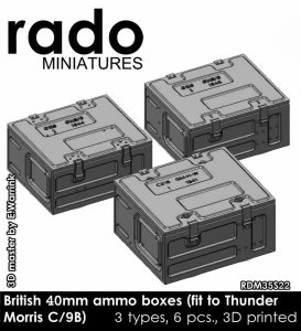 画像1: Rado Miniatures[RDM35S22]1/35 WWII イギリス ボフォース40mm機関砲用弾薬箱セット 3タイプ(サンダーモデル製モーリスボフォースC9/B用 6個入) (1)