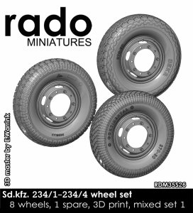 画像1: Rado Miniatures[RDM35S26]1/35 WWII ドイツ Sd.Kfz.234 8輪重装甲車用タイヤセット ミックスタイプ(8+1個入) (1)