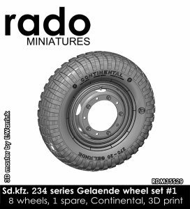 画像1: Rado Miniatures[RDM35S29]1/35 WWII ドイツ Sd.Kfz.234 8輪重装甲車用自重変形タイヤ ゲレンデタイヤセット＃1 コンチネンタル製(8個＋スペア1個入) (1)