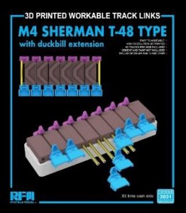 画像1: ライフィールドモデル[RFM3031]1/35 M4 シャーマン用T-48 連結組立可動式履帯セットw/ダックビル(3Dプリンター製) (1)