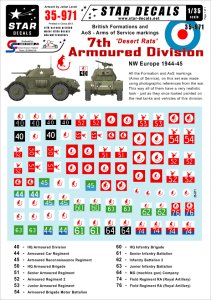 画像1: STAR DECALS[SD35-971]1/35　英第7機甲師団「砂漠のネズミ」北西ヨーロッパ 所属全部隊標識デカールセット (1)