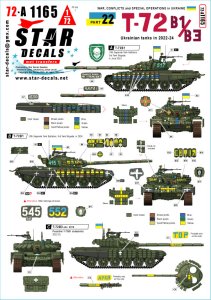 画像1: STAR DECALS[SD72-A1165]1/72 現用 ウクライナの戦争＃22 ウクライナ軍のT-72B1/T-72B3 2016年型(2022-2024年) (1)