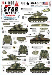 画像1: STAR DECALS[SD72-A1166]1/72 WWII アメリカ ヨーロッパのM4A3(76)シャーマン 1944-45年 第25/第37/第761/第778戦車大隊 サンダーボルト/クールスタッズ・インク/カウンターアタック/ビリーボーイ (1)