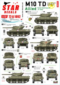 画像1: STAR DECALS[SD72-A1092]1/72 WWII 米/英連邦 イタリアでの連合軍駆逐戦車 M10駆逐戦車 M10アキリーズ フランス/南アフリカ/ニュージーランド/米国/英国/ポーランド (1)