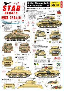 画像1: STAR DECALS[SD72-A1111]1/72 WWII 北アフリカ戦線でのイギリス陸軍シャーマン戦車 シャーマンMkIII (1)