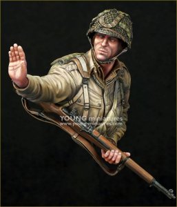 画像1: Young Miniatures[YM1897]1/10 WWII アメリカ陸軍空挺部隊“カラヒー”の兵士 ノルマンディー1944 胸像 (1)