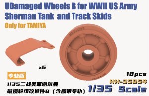 画像1: HEAVY HOBBY[HH-35054]Damaged Wheels B for WWII US Army Sherman Tank （Track Skids Included） (1)