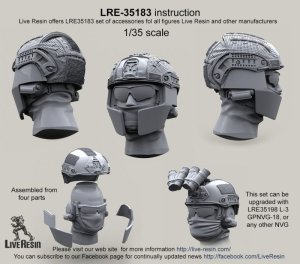 画像1: Live Resin[LRE35183]1/35  現用米兵ヘッドセット6(4個) (1)