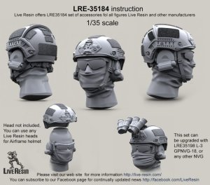 画像1: Live Resin[LRE35184]1/35  現用米兵 エアフレームヘルメット1(6個) (1)