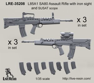 画像1: Live Resin[LRE35208]1/35  L85A1 SA80 ライフル(アイアンサイト/SUSATスコープ)(6丁) (1)