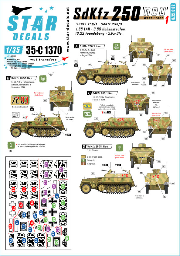 STAR DECALS[SD35-C1370]1/35 WWII ドイツ 西部戦線のSd.Kfz.250