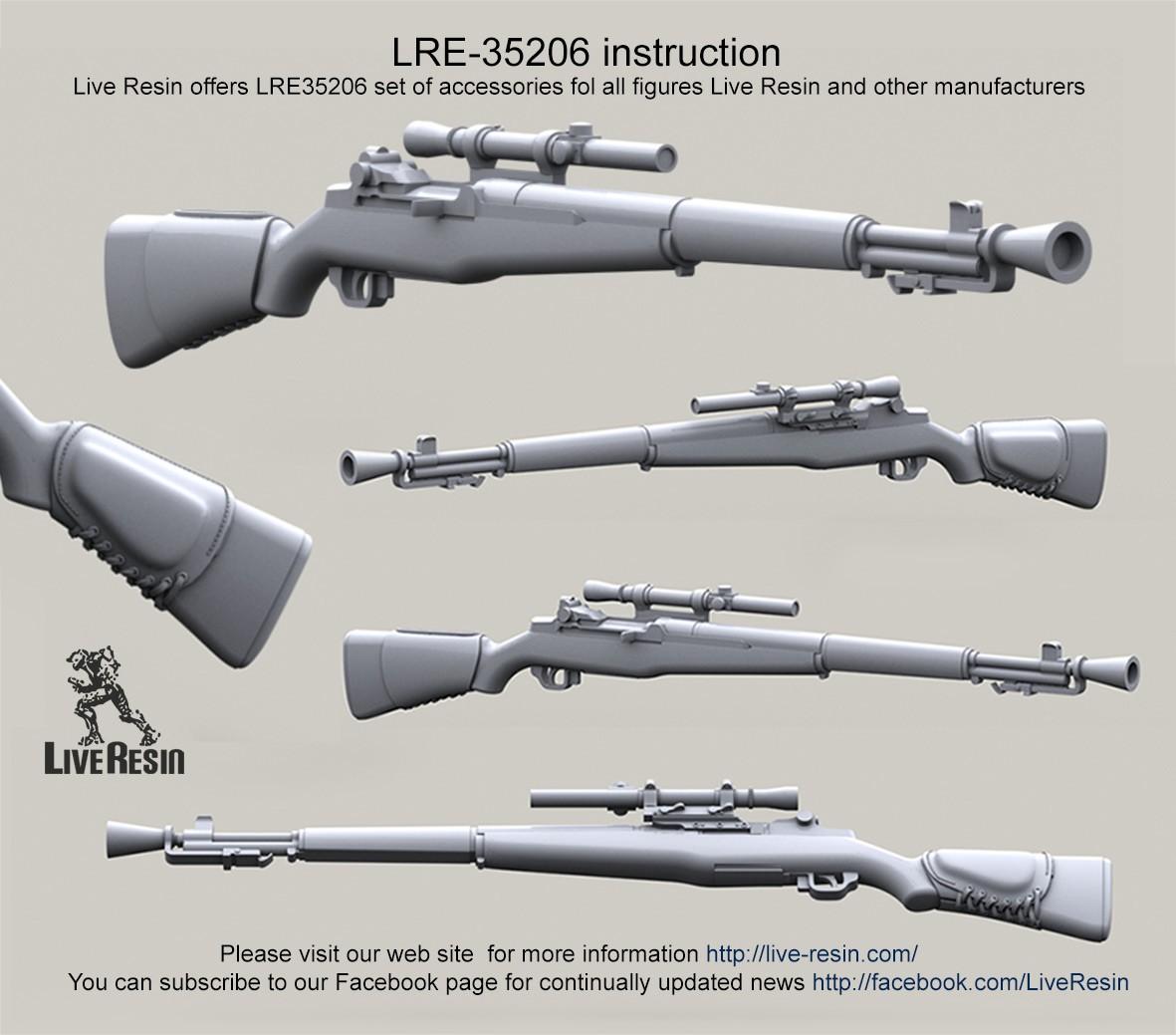 Live Resin[LRE35206]1/35 WWII米 M1Cガランド スナイパーライフル(6丁