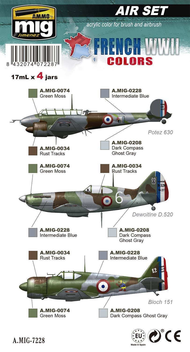 Ammo Amig7228 Ww2フランス航空機カラーセット M S Models Web Shop