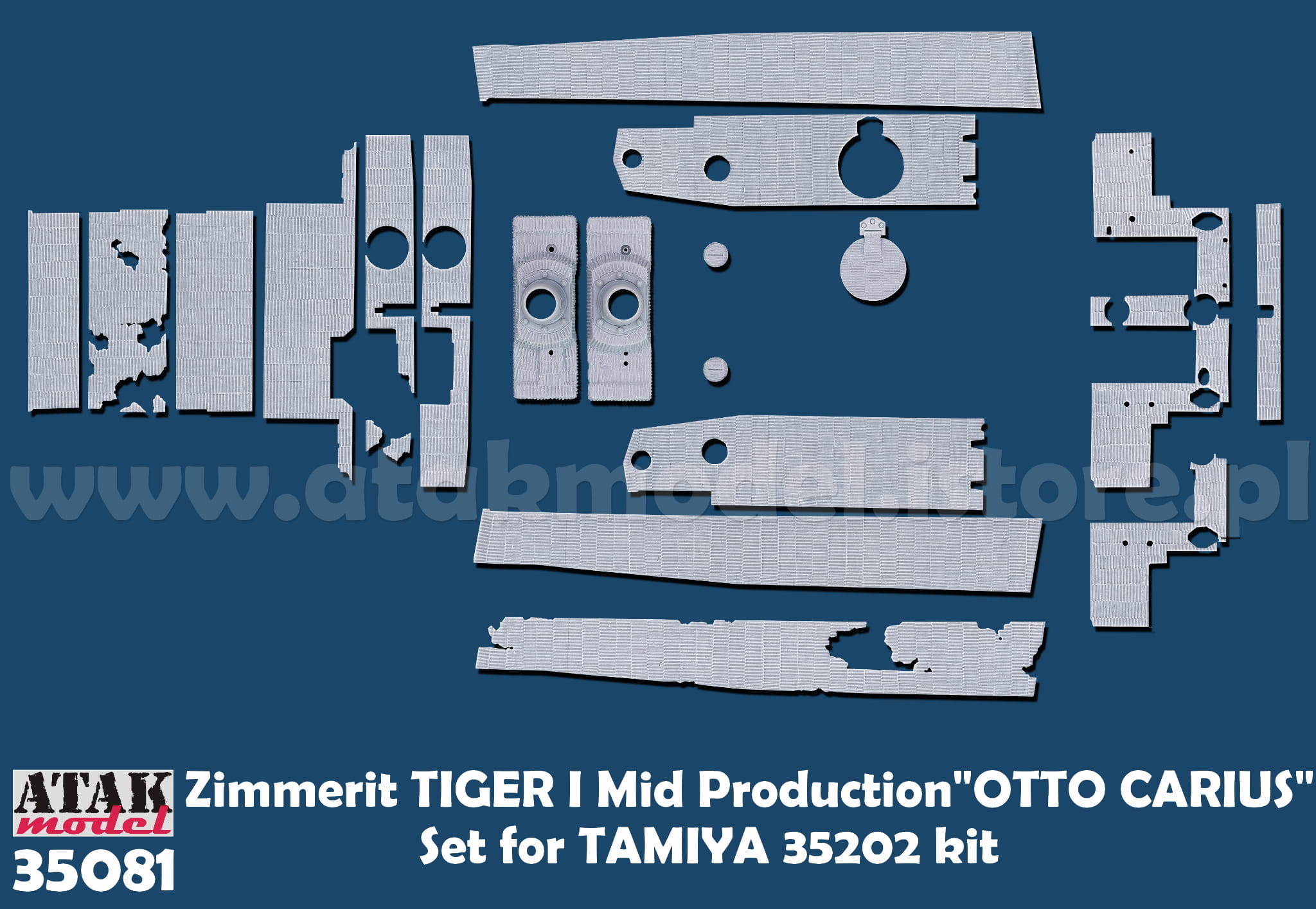 ATAK model[AT35081]1/35 WWII ドイツ タイガーI重戦車 中期生産型  オットー・カリウス搭乗車用ツィンメリットセット(タミヤ35202用)