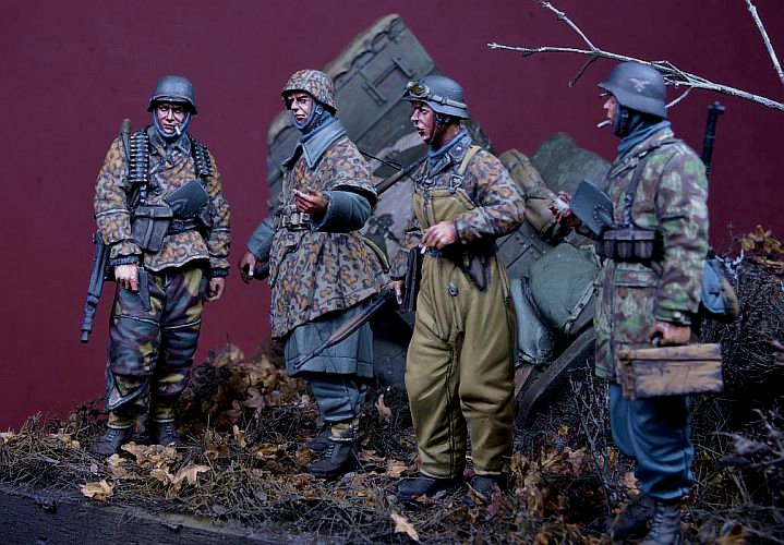 D-Day miniature studio[DD35212]1/35 WWII ドイツ武装親衛隊 「ポトー迎撃戦」セット ハンセン戦闘団  アルデンヌ1944(4体セット)