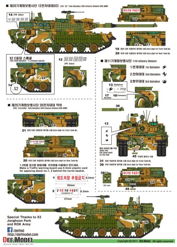 DEF.MODEL[DD35010]1/35 現用韓国 K2ブラックパンサー デカールセット