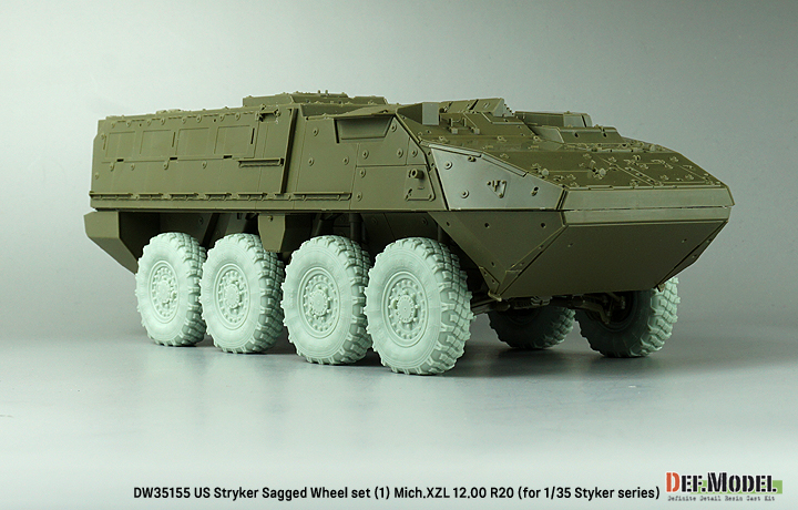 DEF.MODEL[DW35155]1/35 現用 アメリカ陸軍 M1126ストライカー 自重変形タイヤセット＃1  XMLタイプ(ストライカー装甲車シリーズ用)