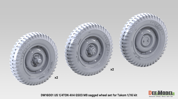 DEF.MODEL[DW16001]1/16 WII アメリカ 1/4トン 4x4 G503 MBユーティリティトラック  自重変形タイヤセット(タコム用)