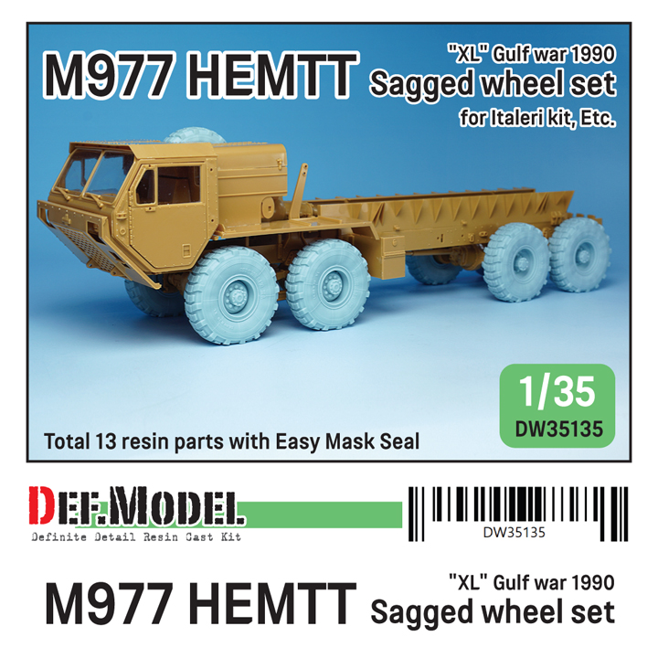 DEF.MODEL[DW35135]1/35 現用 アメリカ陸軍 M977HEMTTトラック自重変形ホイールセット ミシュランタイヤ(イタレリ用)