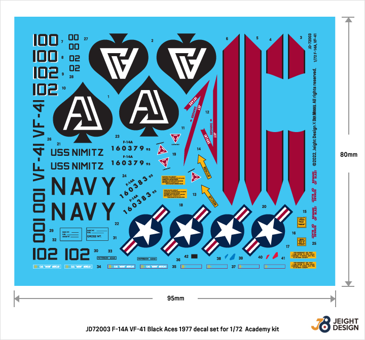 DEF.MODEL[JD72003]1/72 現用 アメリカ海軍艦上戦闘機F-14Aデカール