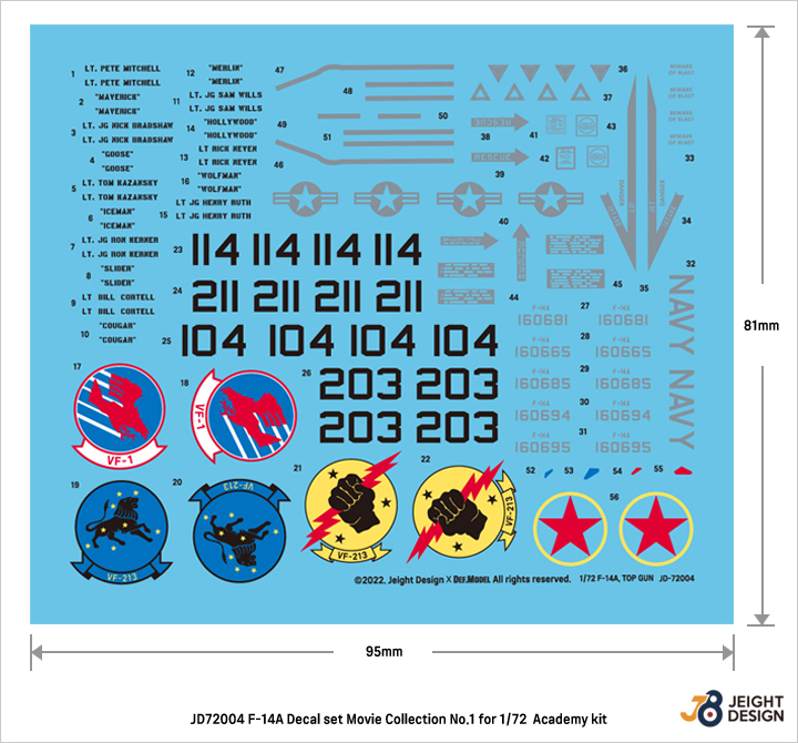 DEF.MODEL[JD72004]1/72 現用 アメリカ海軍艦上戦闘機F-14Aデカール