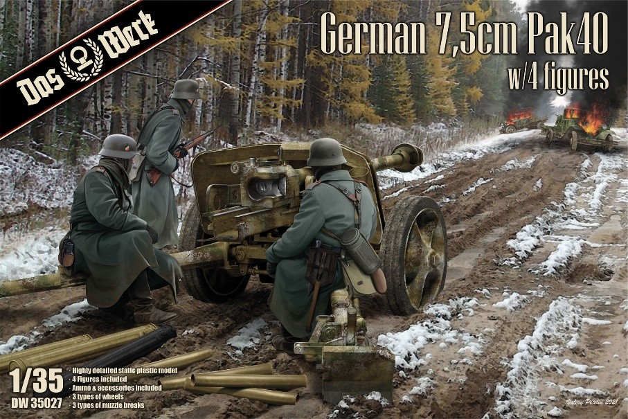 ダス・ヴェルク[USCDW35027]1/35 ドイツ 7.5cm対戦車砲 Pak40 w/クルーフィギュア4体