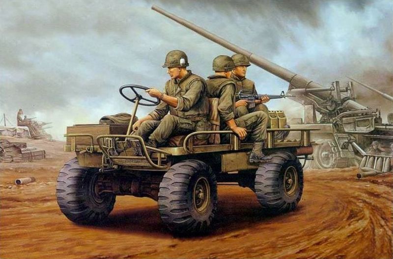 ドラゴンモデル[DR3317]1/35 ベトナム戦争 アメリカ海兵隊 M274トラック メカニカルミュール w/海兵隊員