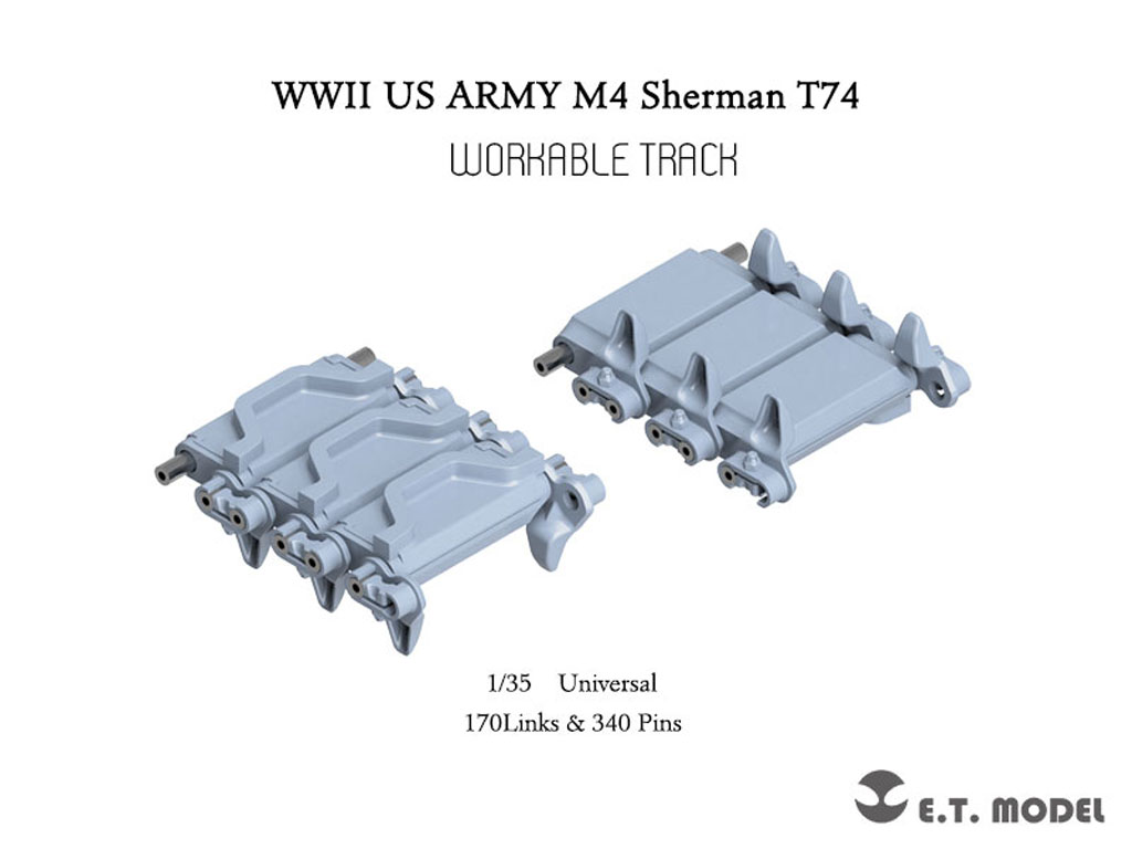 E.T.MODEL[P35-090]1/35 WWII アメリカ M4シャーマン中戦車用 T74型 可動式履帯(3Dプリント製)