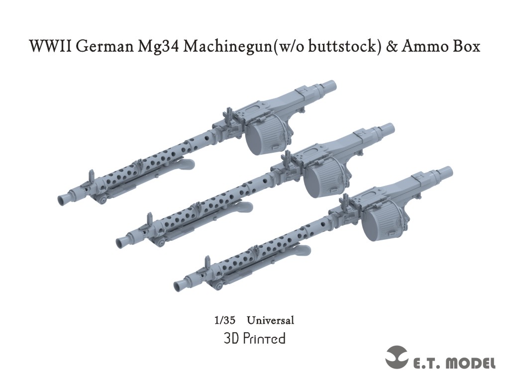 E.T.MODEL[P35-214]1/35 WWII ドイツMG34機関銃(銃床無し)(3D