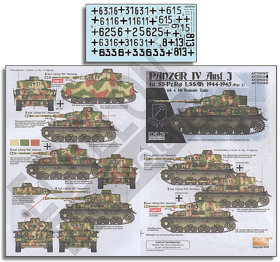 Echelon Axt 1 35 Wwii ドイツ武装親衛隊 第1ss機甲師団 Lah 所属のiv号戦車j型1944 45年パート2 M S Models Web Shop