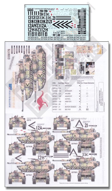 Echelon[D356176]オーストラリア軍 三色迷彩M1A1 AIM デカールセット