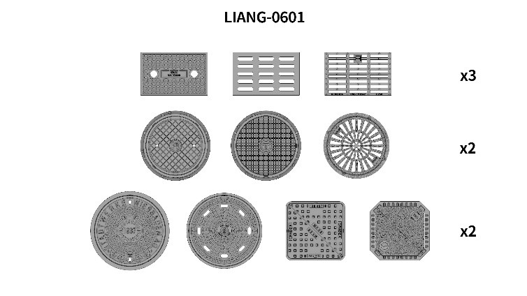 LIANG MODEL[LIANG-0601]1/35 マンホール & 溝蓋(10種類、23枚入