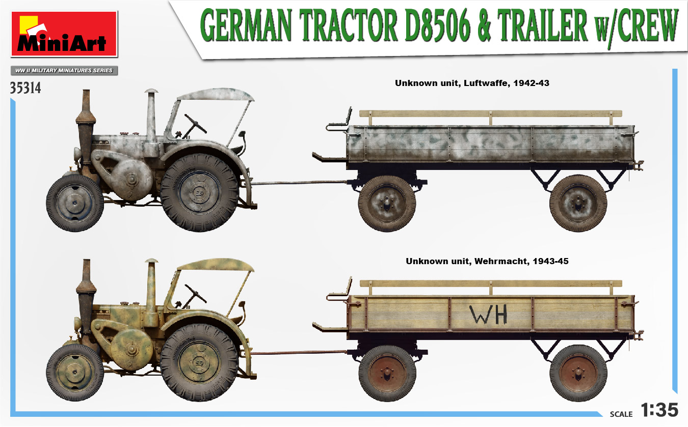 ミニアート[MA35314]1/35ドイツトラクター D8506 トレーラークルー付き