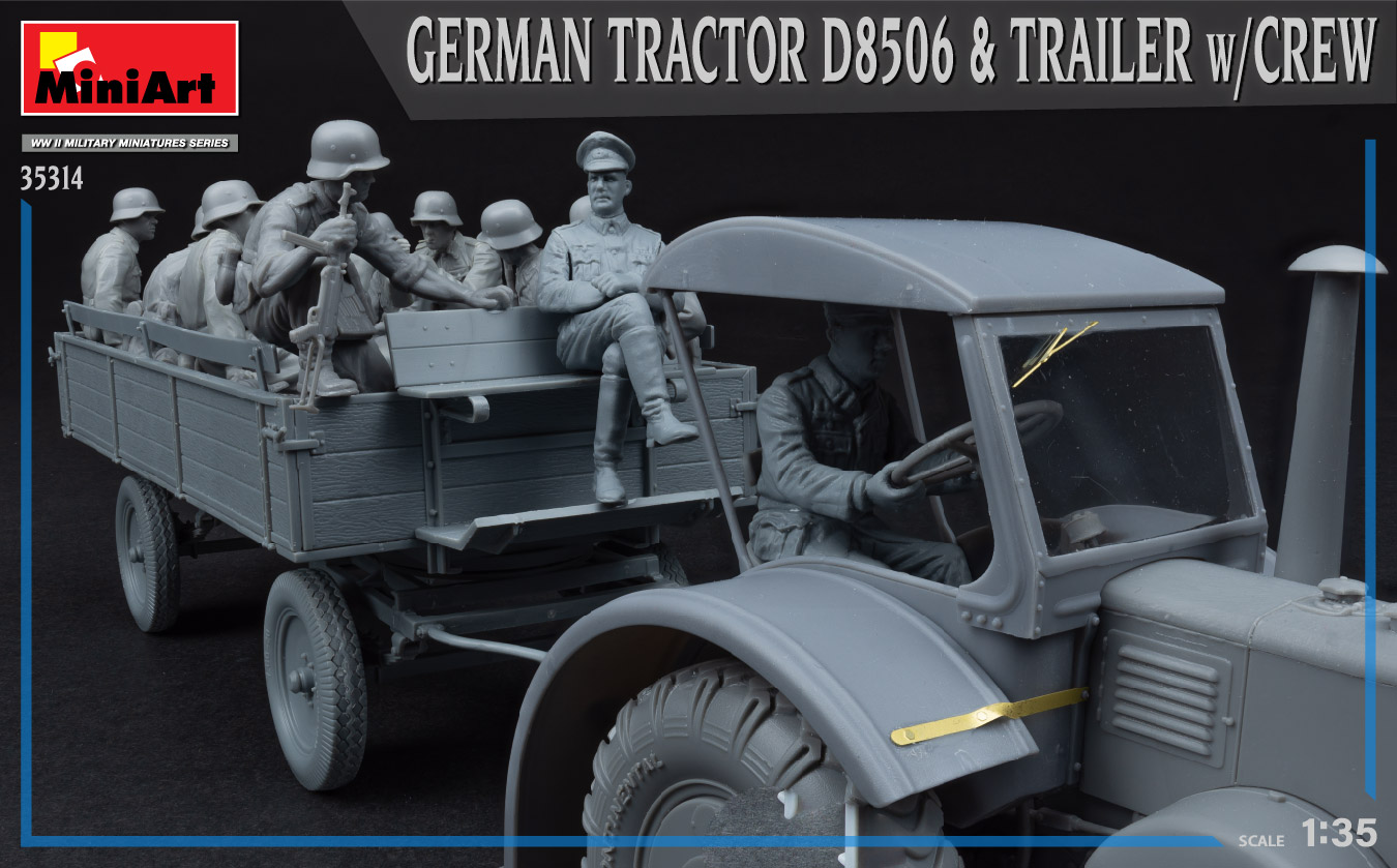 ミニアート[MA35314]1/35ドイツトラクター D8506 トレーラークルー付き