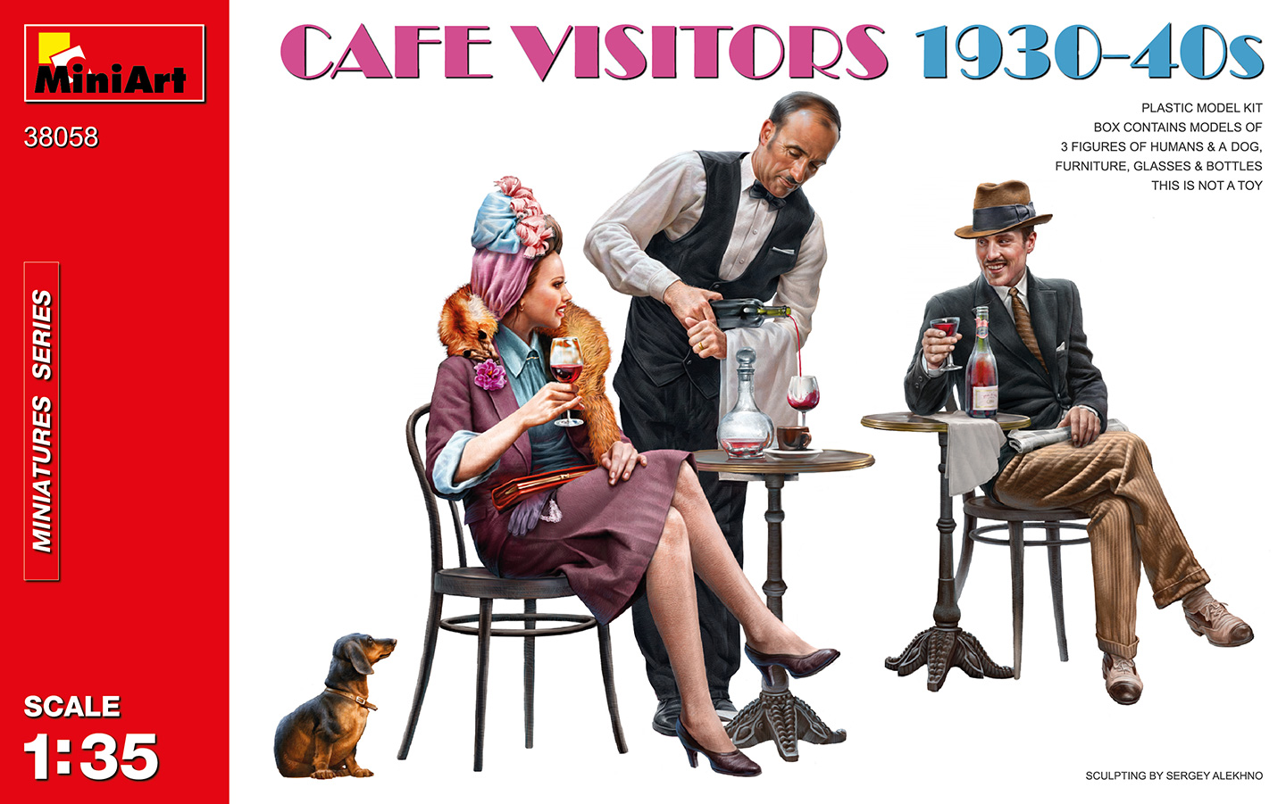 ミニアート[MA38058]1/35 カフェの客1930-40年代 フィギュア3体&犬1匹
