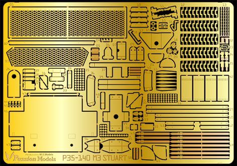 Passion Models[P35-140] 1/35 アメリカ軽戦車M3スチュアートエッチングパーツ[対応キット：タミヤMM35360,  MM35042]