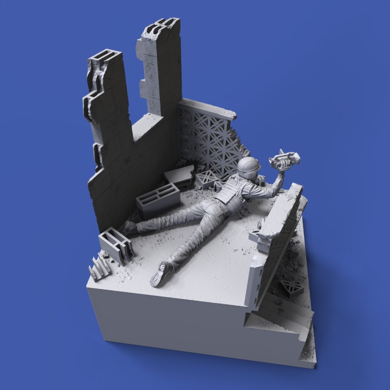 RoyalModel[RM988]1/35 汎用ジオラマアクセサリー 中東の廃墟 ビネットベース9cm×9cm