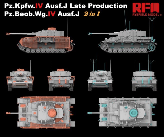 ライフィールドモデル[RFM5033]1/35 IV号戦車 J型 後期型/観測戦車w/連結組立可動式履帯 2 in 1