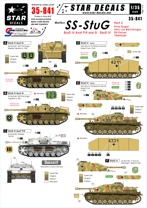 STAR DECALS[SD35-841]1/35 WWII独 武装親衛隊の突撃砲 Part.2 III突F