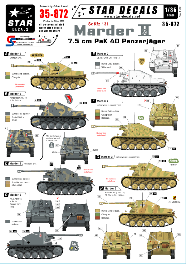 STAR DECALS[SD35-872] 1/35 WWII独 東部戦線のマーダーII対戦車自走砲